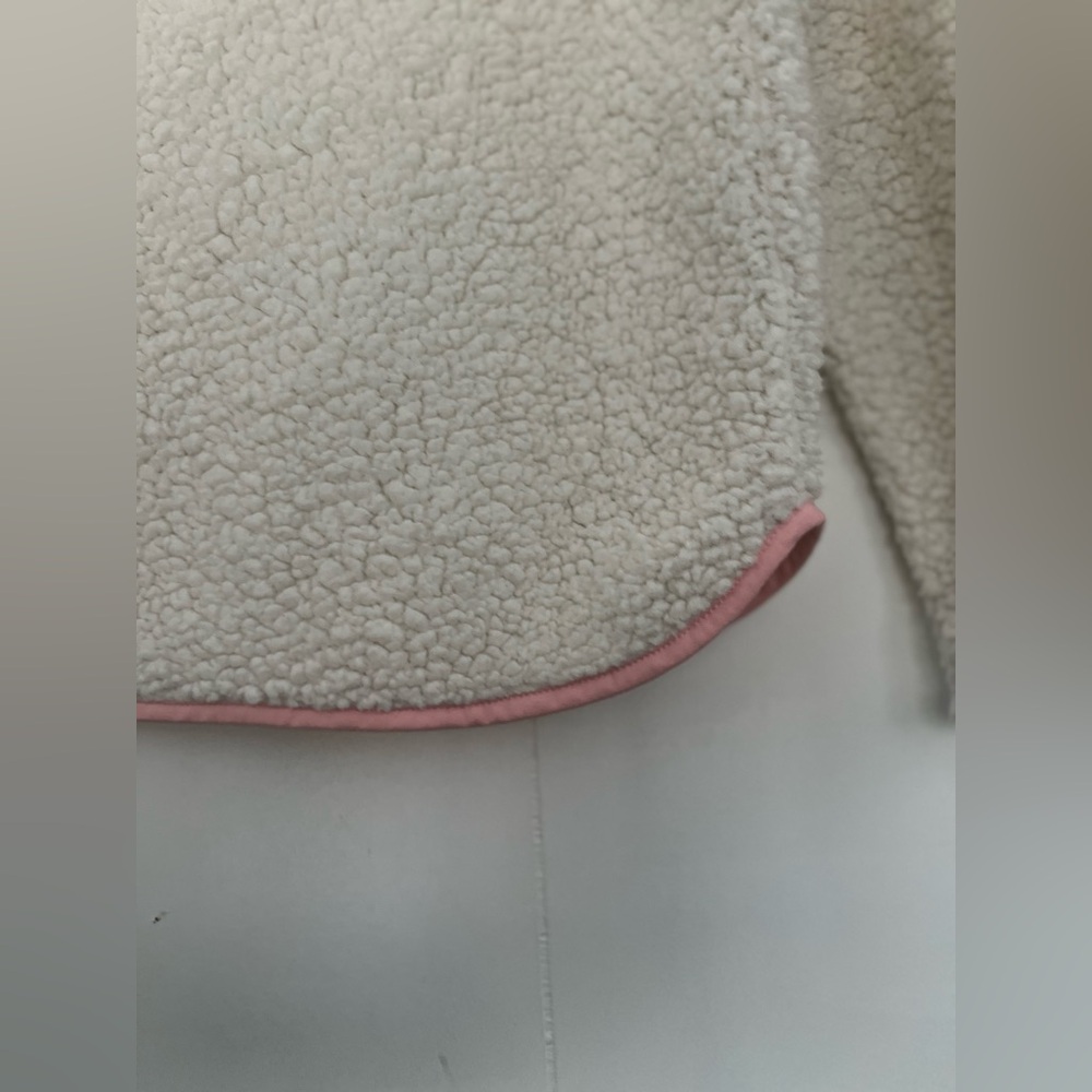 Abercrombie & Fitch Pink White Quilted Sherpa Pullover Size Medium - Picture 8 of 11